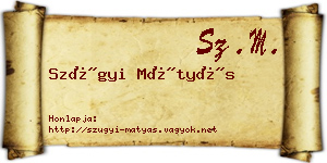 Szügyi Mátyás névjegykártya