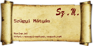 Szügyi Mátyás névjegykártya